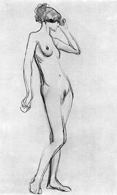 В.А. Серов. Натурщица. 1910-1911. Графитный карандаш.